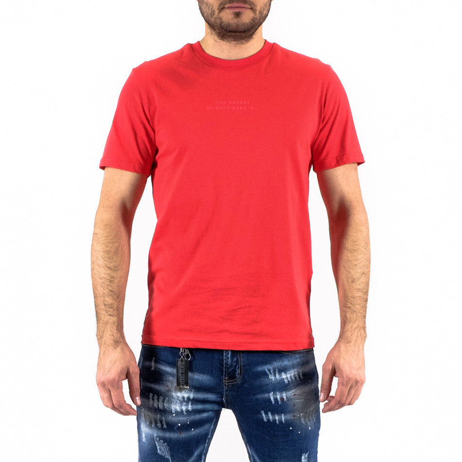 Мъжка тениска с червен принт tr250322-77