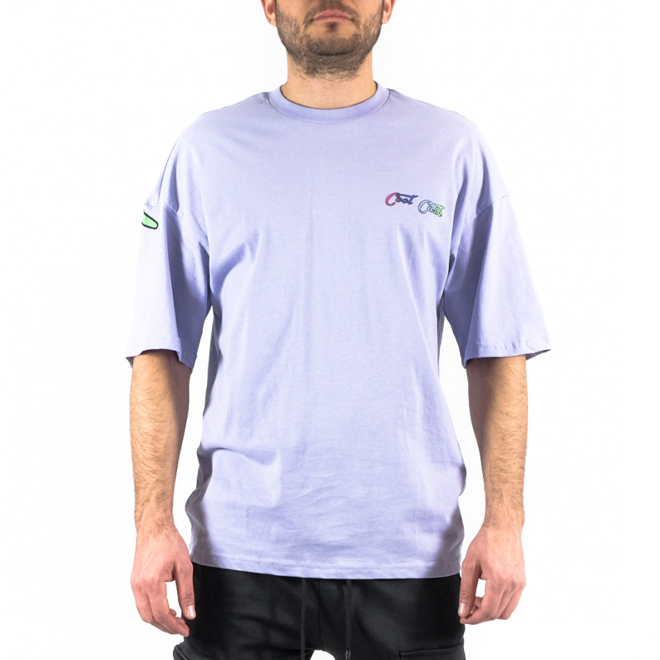 Oversize мъжка лилава тениска Back print tr250322-81
