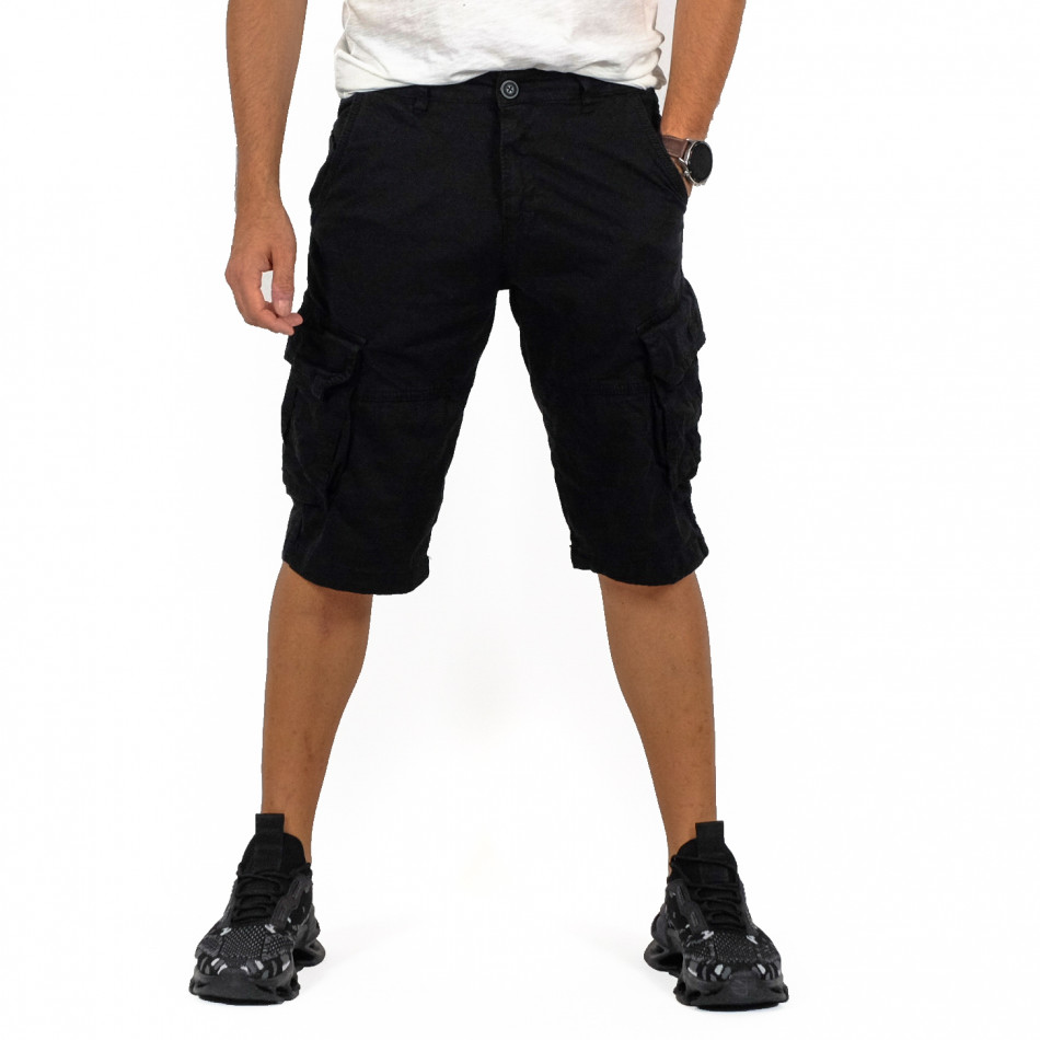 Къси черни Cargo панталони  tr080622-5