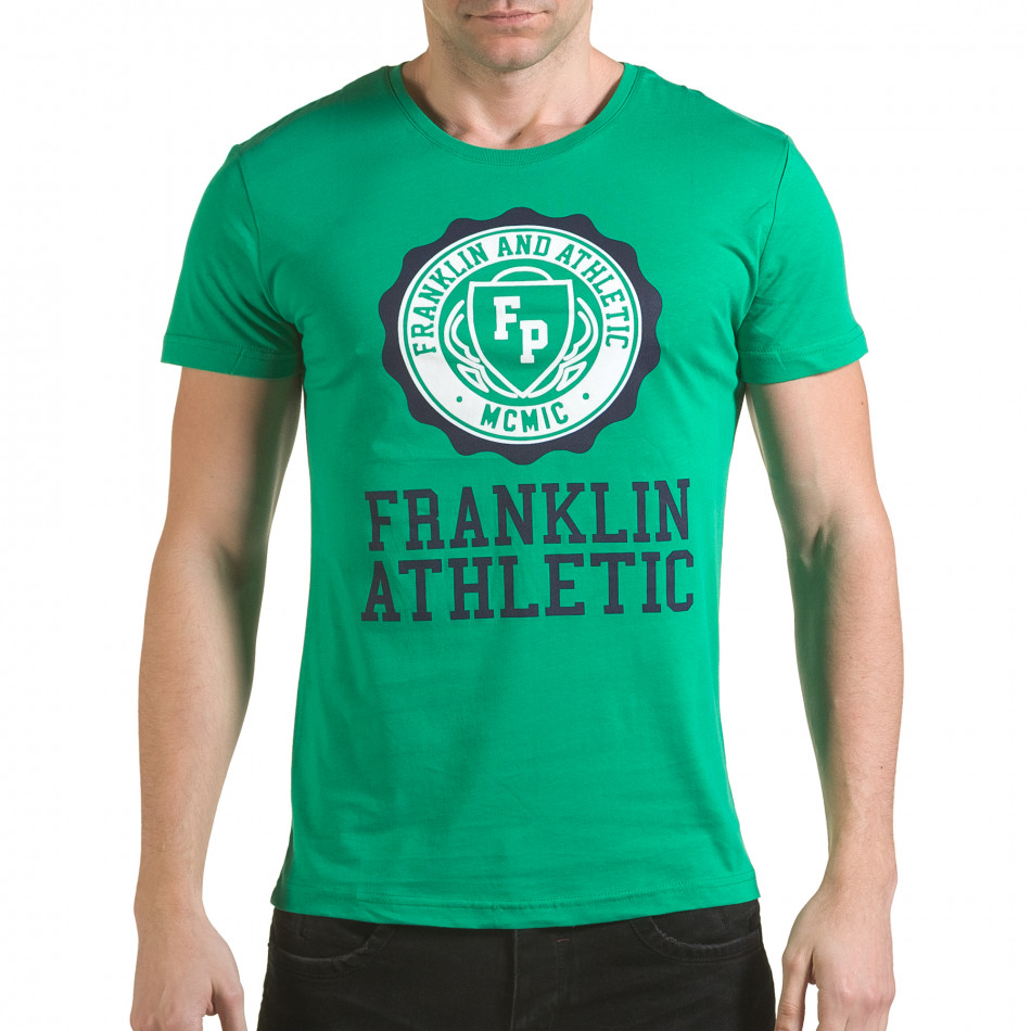 Мъжка зелена тениска с кръгъл принт отпред il170216-9