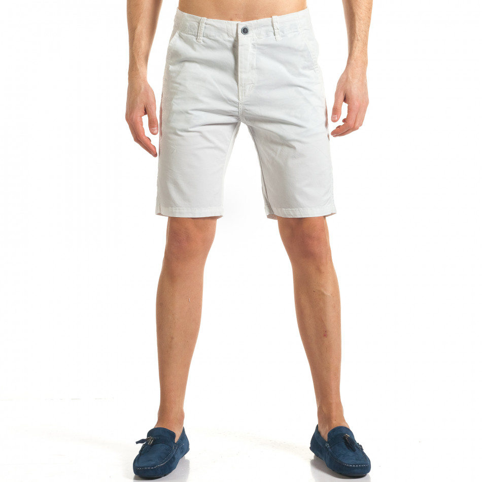 Мъжки бели къси панталони с италиански джобове it140317-147