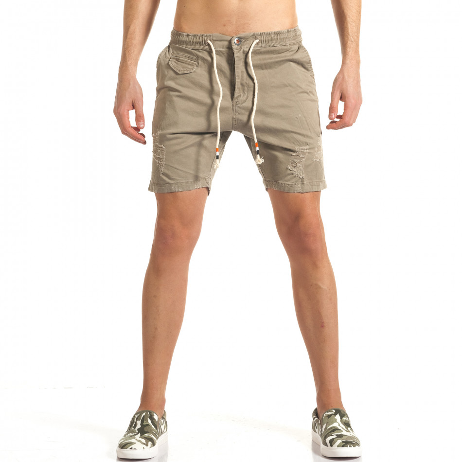 Мъжки бежови къси панталони с леко смъкнато дъно it140317-133
