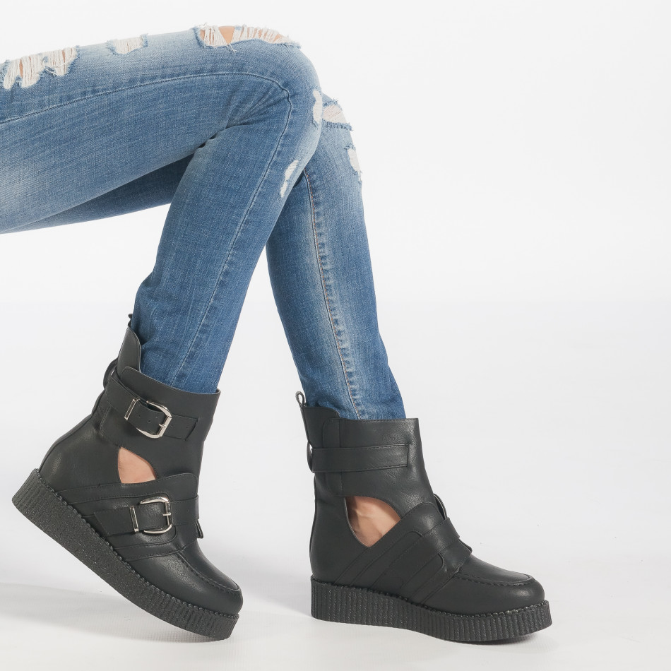 Дамски черни боти пролетно-есенен модел it240118-34