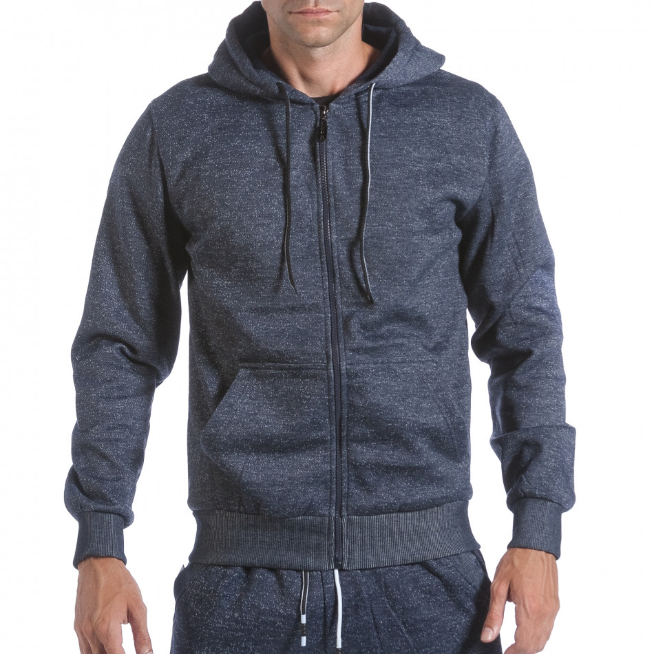 Мъжки синьо-сив суичър с два джоба отпред it231017-1