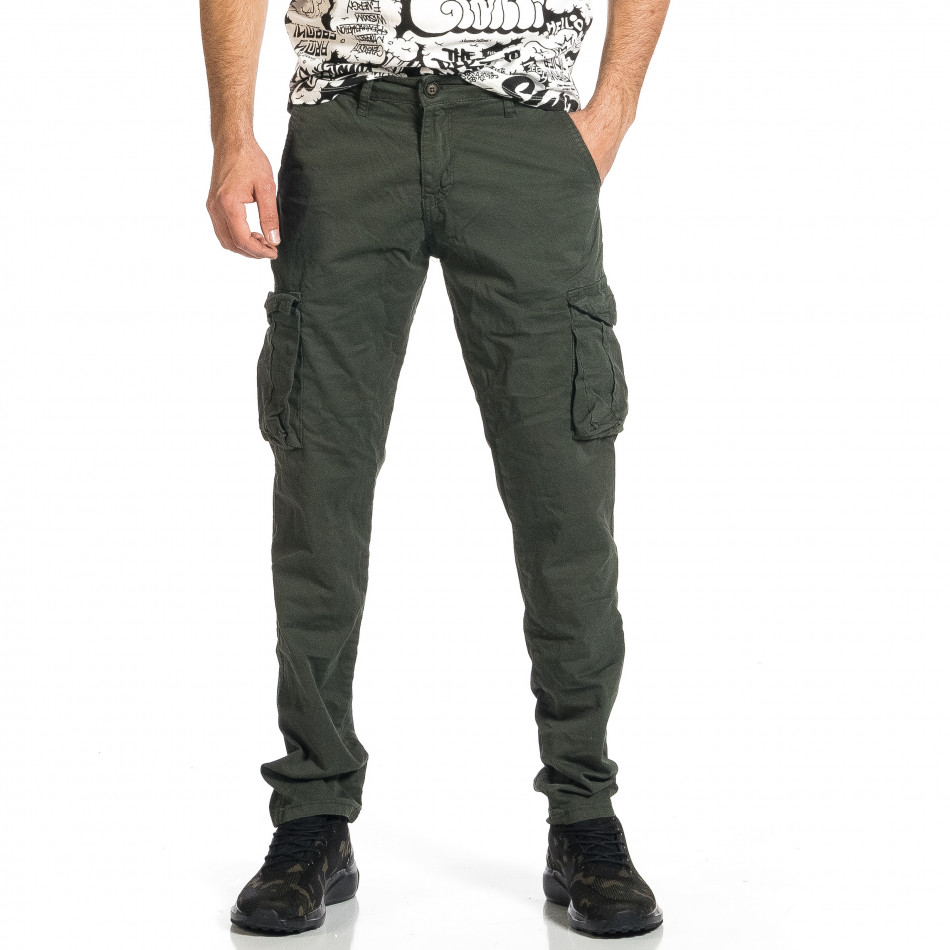 Мъжки зелен панталон с прави крачоли & Big Size 8020 tr270421-17
