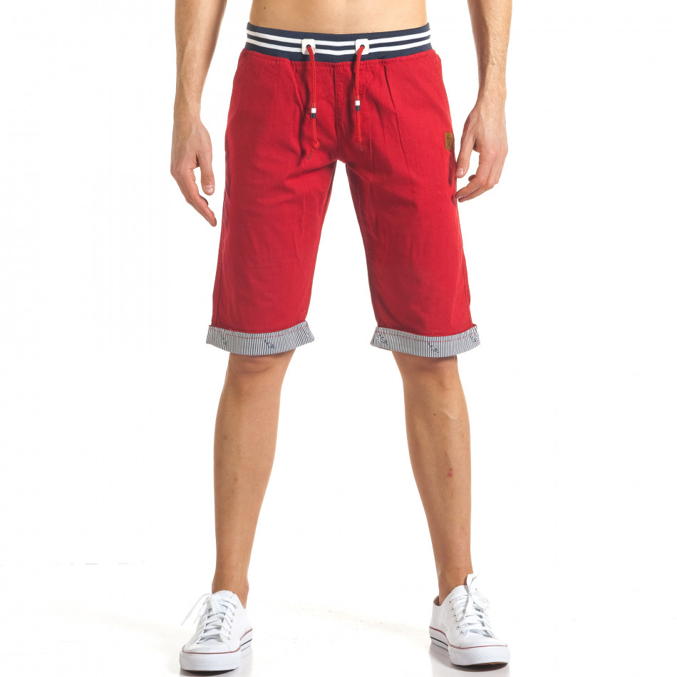 Мъжки червени къси панталони с връзки на кръста it140317-129