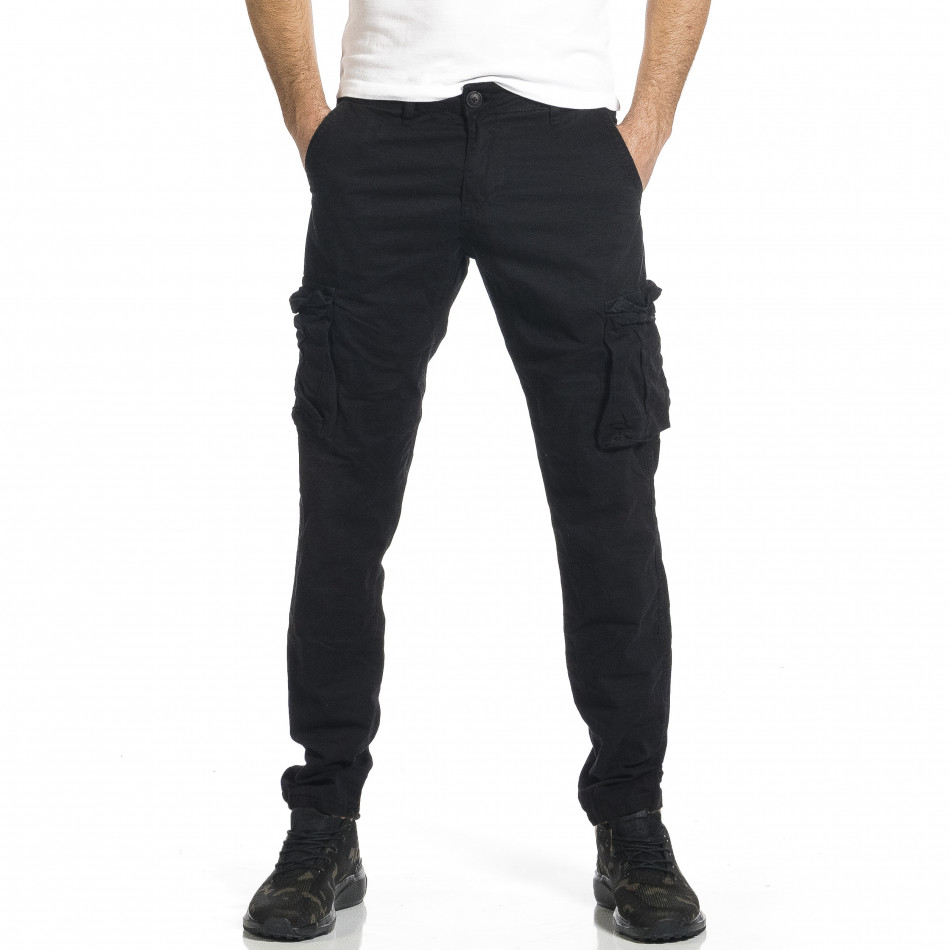Мъжки черен панталон с прави крачоли & Big Size 8020 tr270421-15