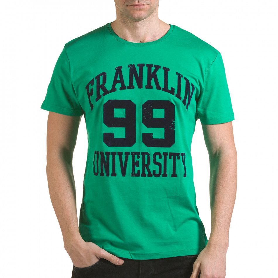 Мъжка зелена тениска с релефен надпис Franklin 99 il170216-1