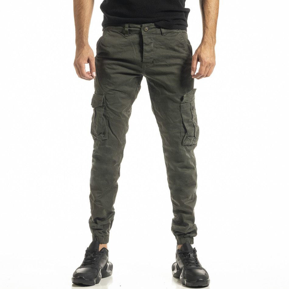 Зелен мъжки панталон Cargo Jogger 8016 tr161220-19