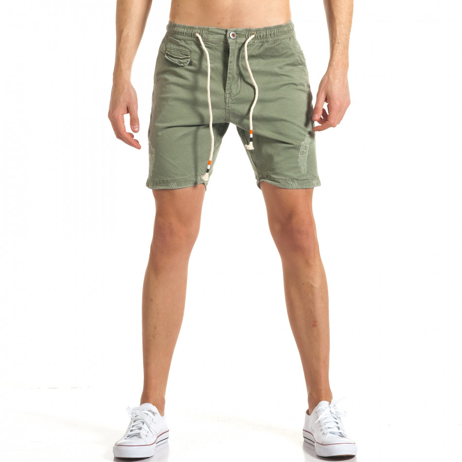 Мъжки зелени къси панталони с леко смъкнато дъно it140317-134