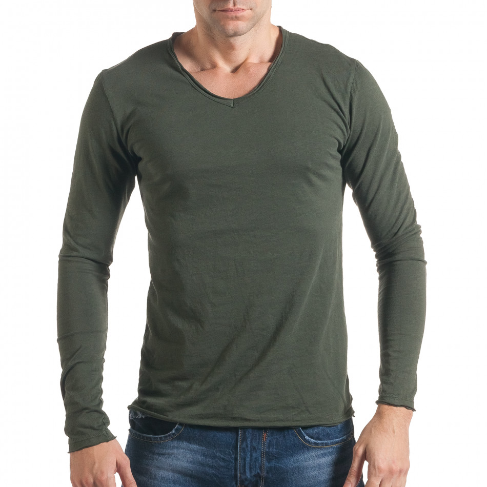 Мъжка зелена блуза с дълъг ръкав it021216-2