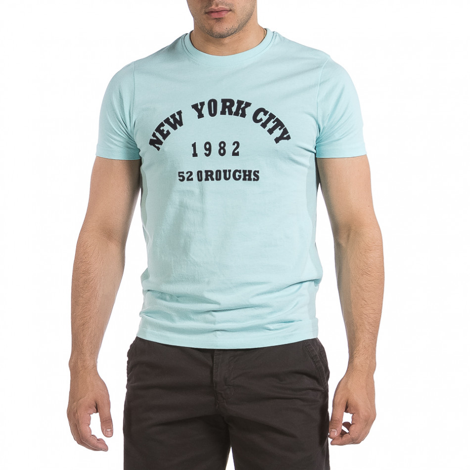 Мъжка тениска New York City цвят тюркоаз it040621-9