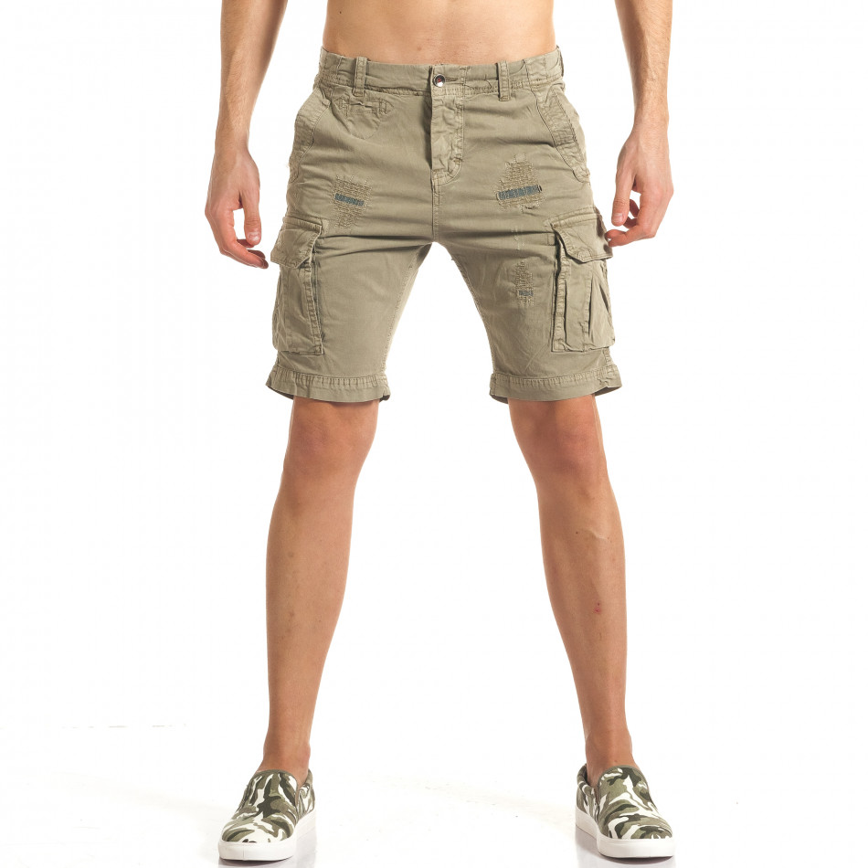 Мъжки зелени къси панталони с джобове на крачолите it140317-140