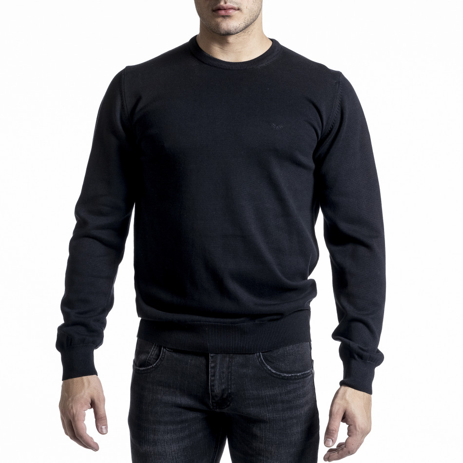 Фин памучен мъжки черен пуловер tr231220-4