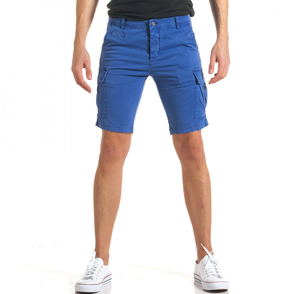 Мъжки сини къси панталони с джобове на крачолите it140317-173