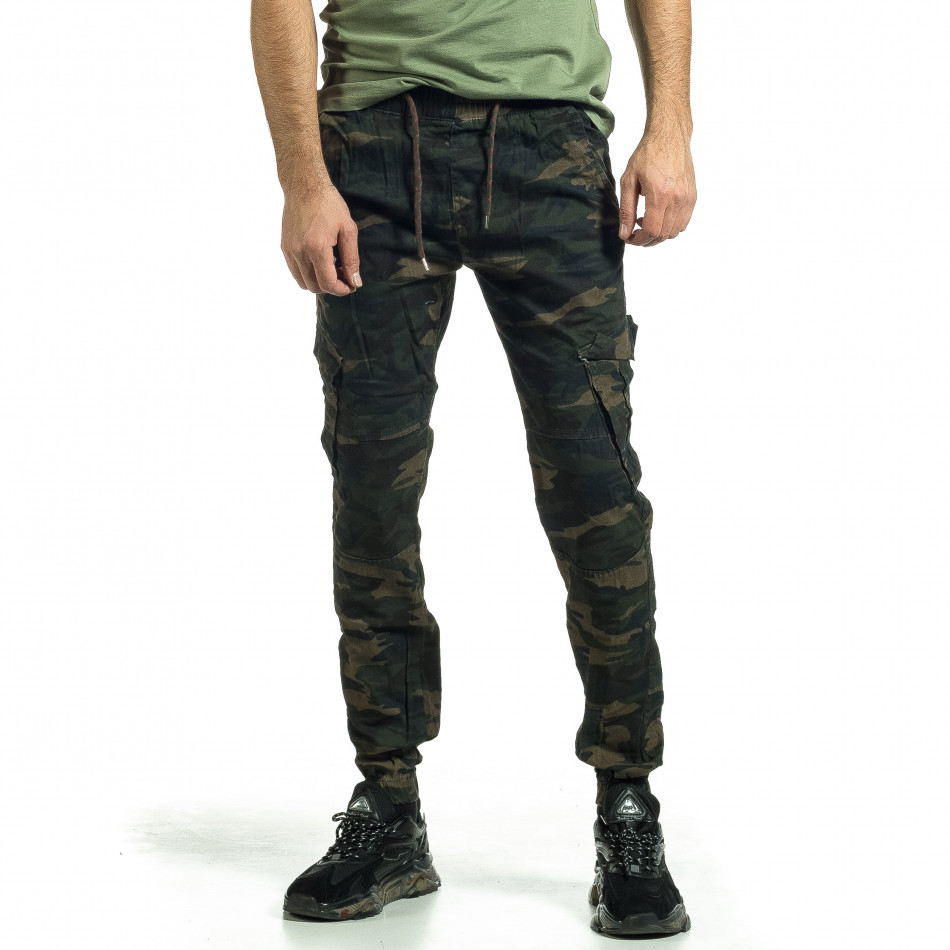 Мъжки карго панталон зелено-кафяв камуфлаж 8082 tr081121-3