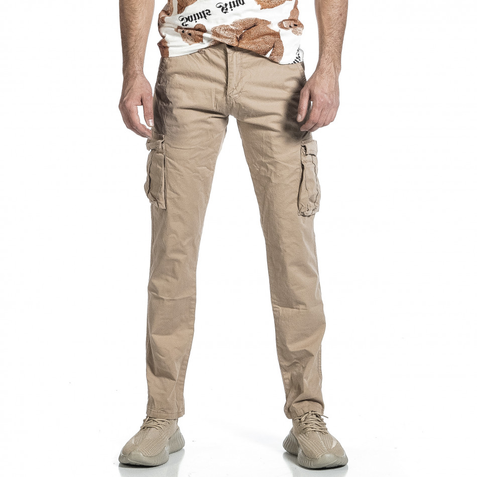Мъжки бежов панталон с прави крачоли & Big Size tr270421-16