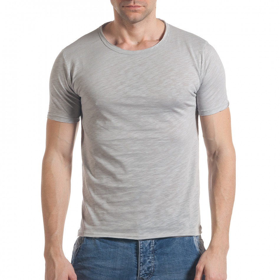 Мъжка сива тениска с обло деколте it030217-5