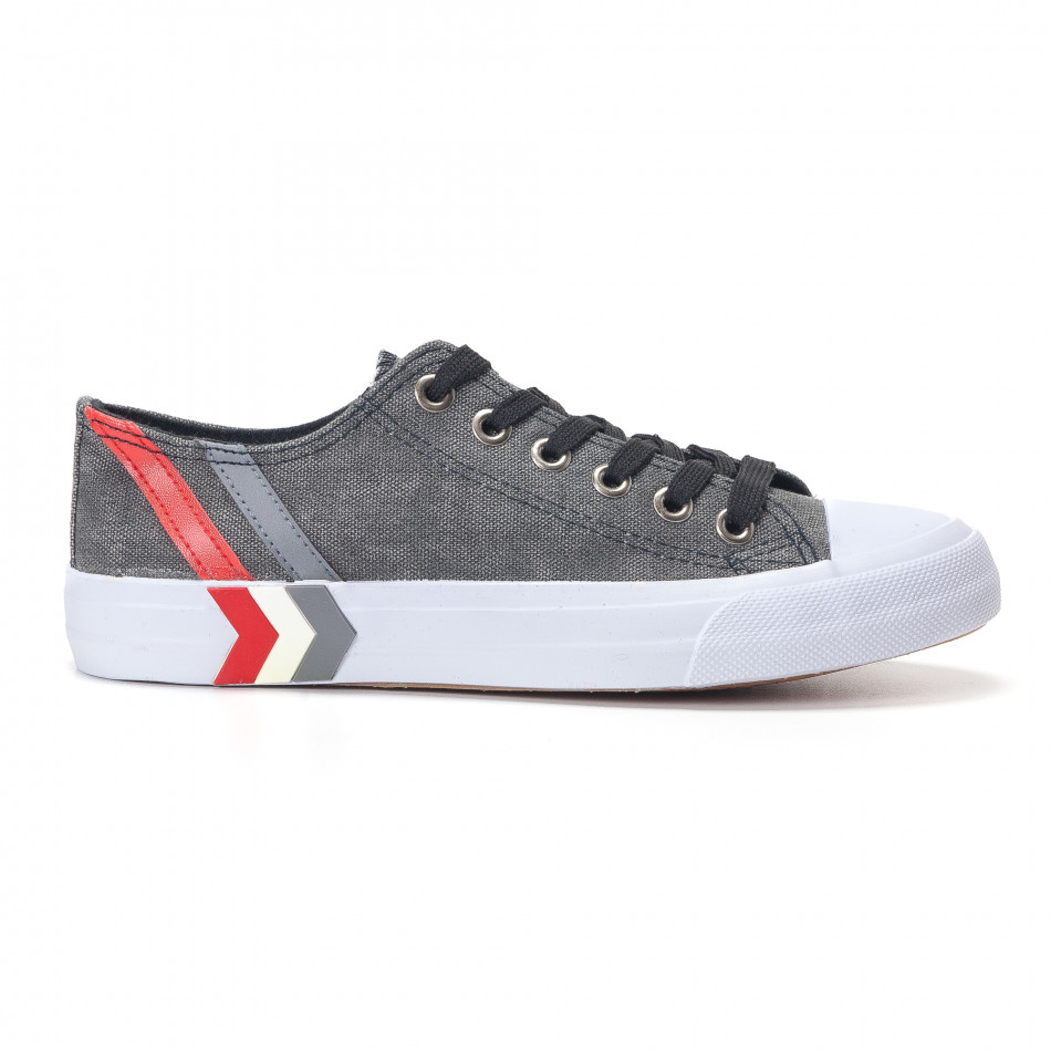 Мъжки черни кецове с избелял ефект на плата it250118-16