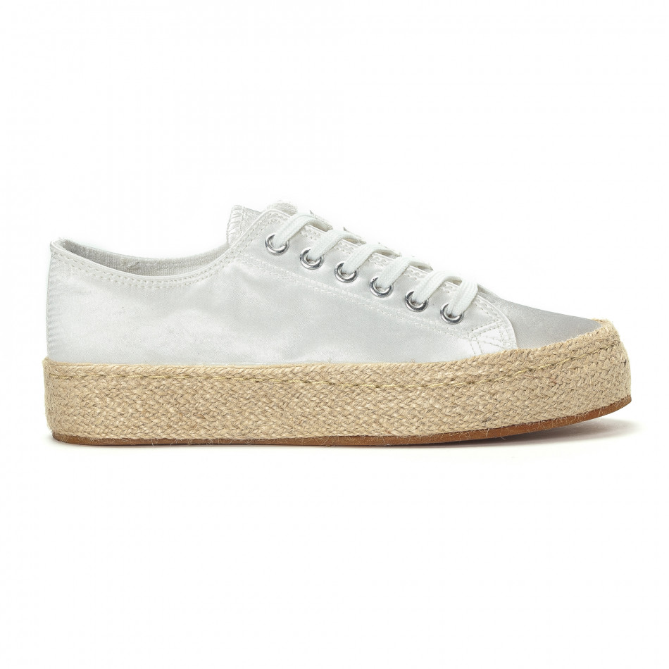 Дамски бели кецове тип еспадрили it230418-3