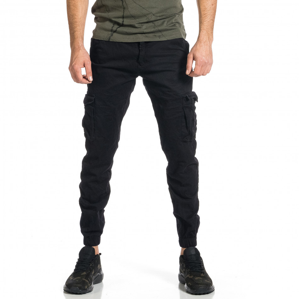 Мъжки черен карго панталон Jogger & Big Size 8022 tr270421-12