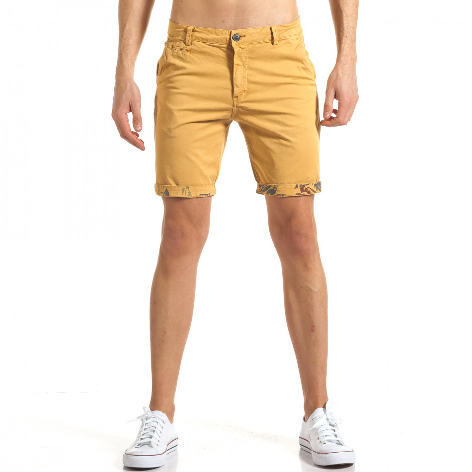Мъжки жълти къси панталони с навиване на крачолите it140317-139