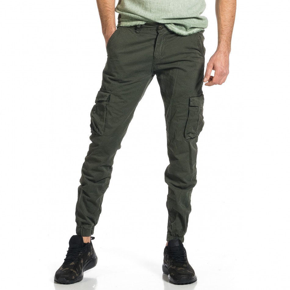 Мъжки зелен карго панталон Jogger & Big Size 8022 tr270421-11
