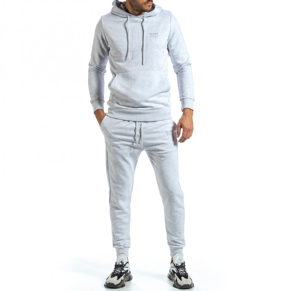 Basic мъжки сив спортен комплект от памук tr070921-50