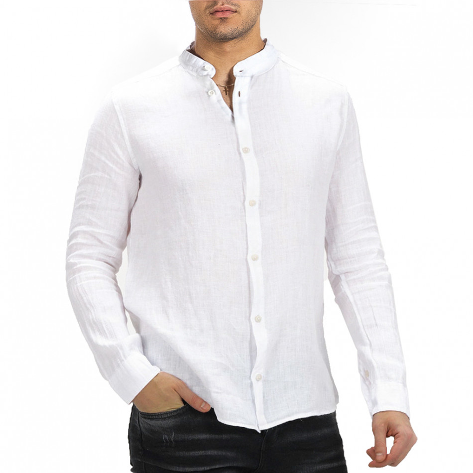 Мъжка ленена риза бяла it260523-4