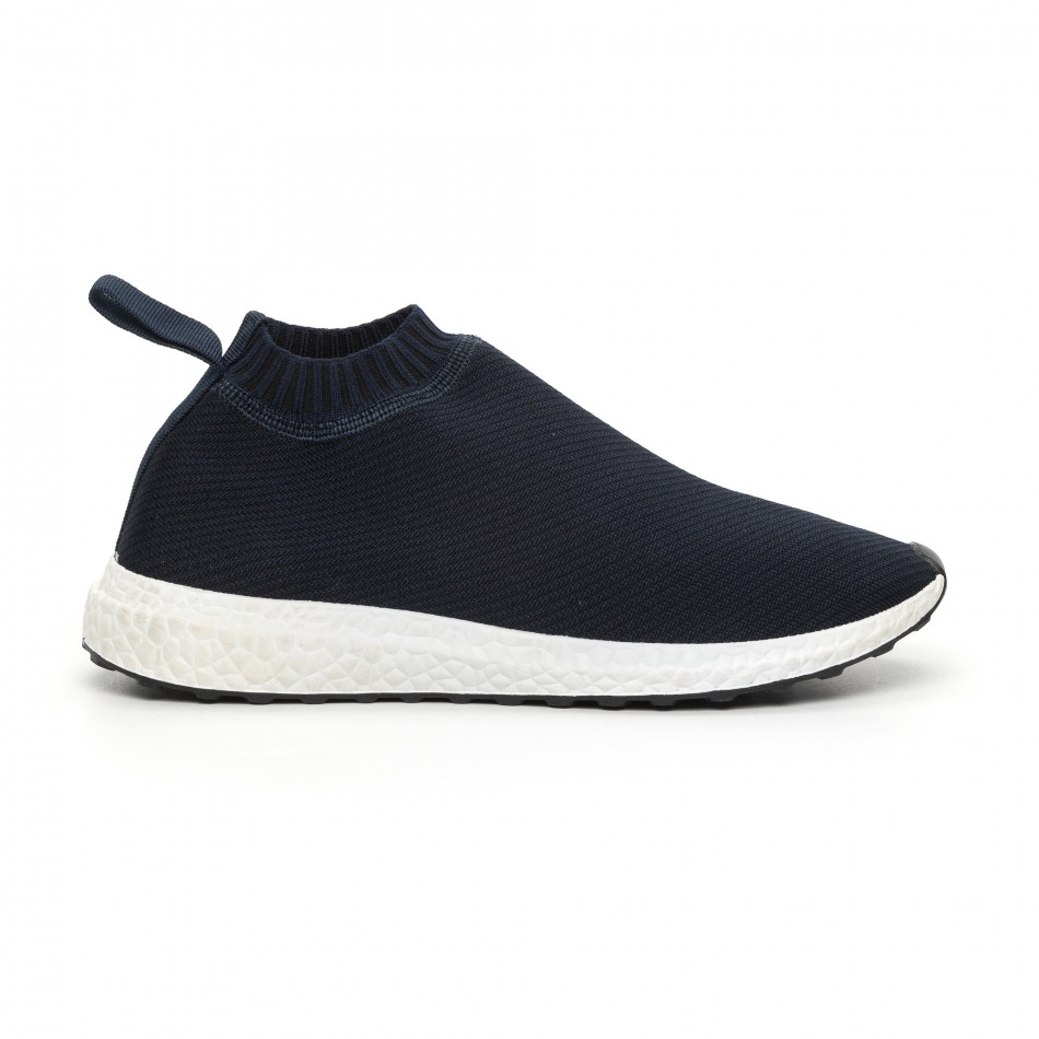 Мъжки slip-on маратонки тип чорап в синьо it130819-2