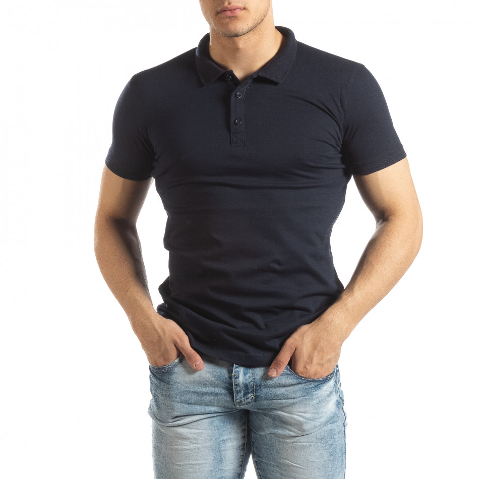 Мъжки Basic Polo shirt в тъмно синьо it150419-61
