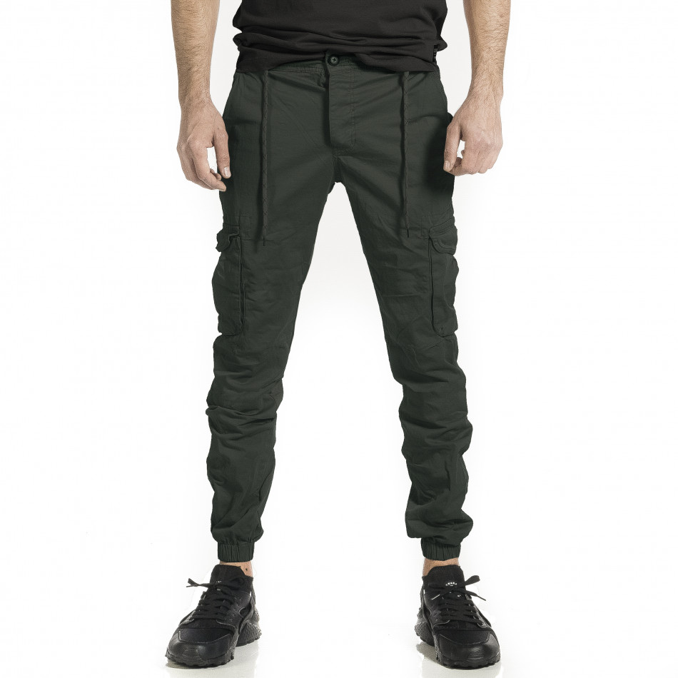 Зелен карго панталон със закопчаване и ластик 8164 tr220223-2