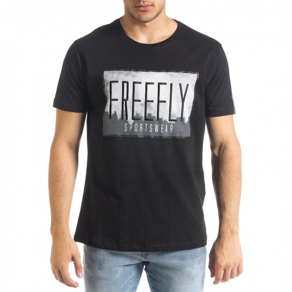 Черна мъжка тениска Freefly с бродерия tr240420-9