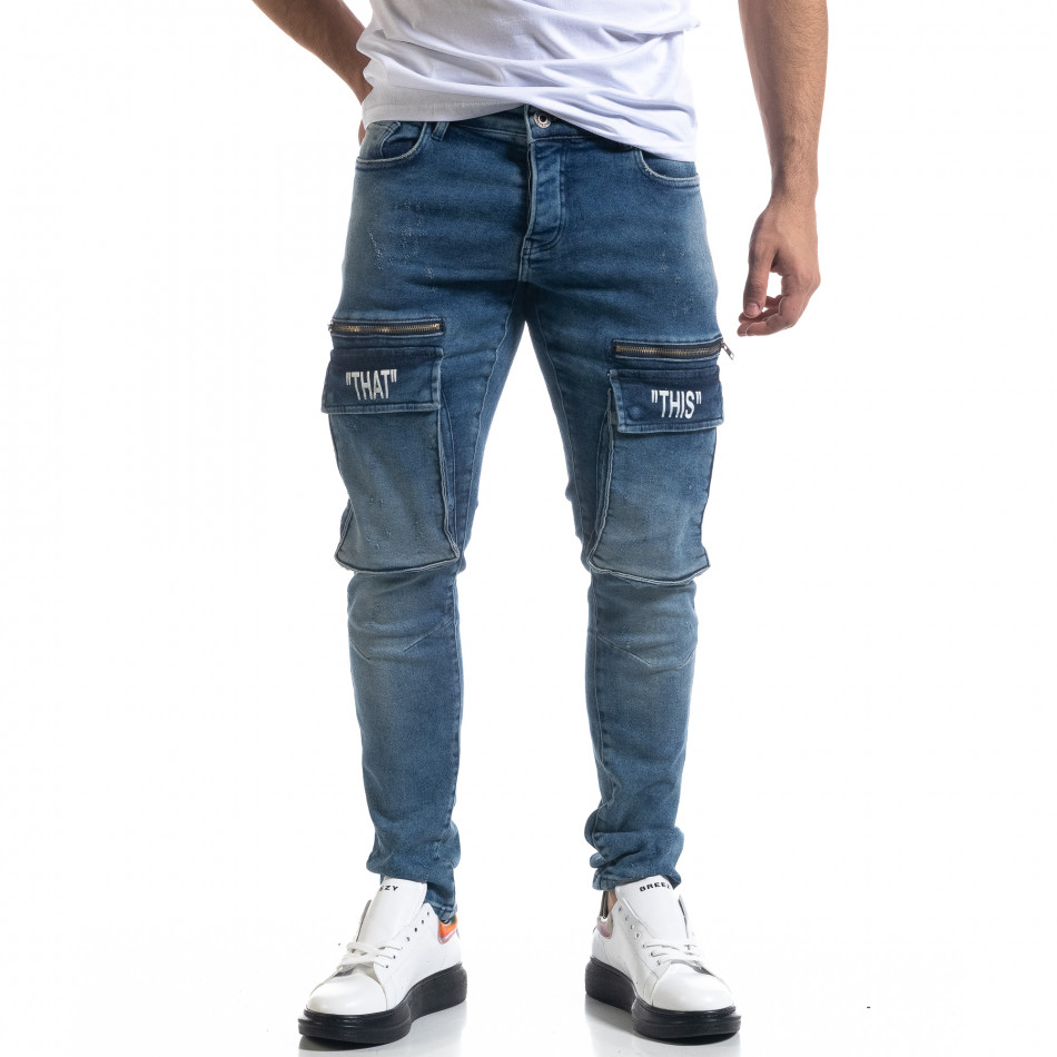  Slim fit мъжки сини дънки с джобове tr110320-115