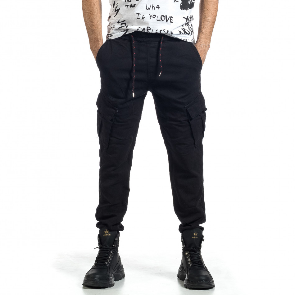 Мъжки черен Cargo Jogger панталон tr021221-1
