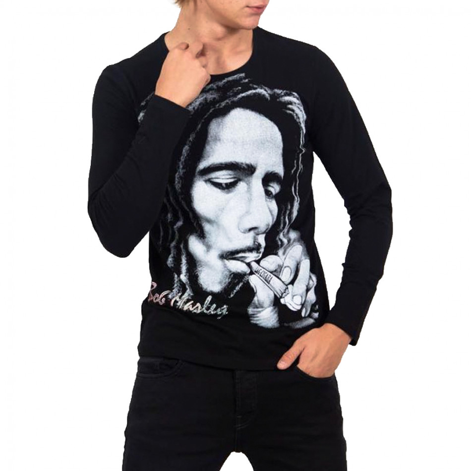 Мъжка черна памучна блуза Bob Marley tr200922-1