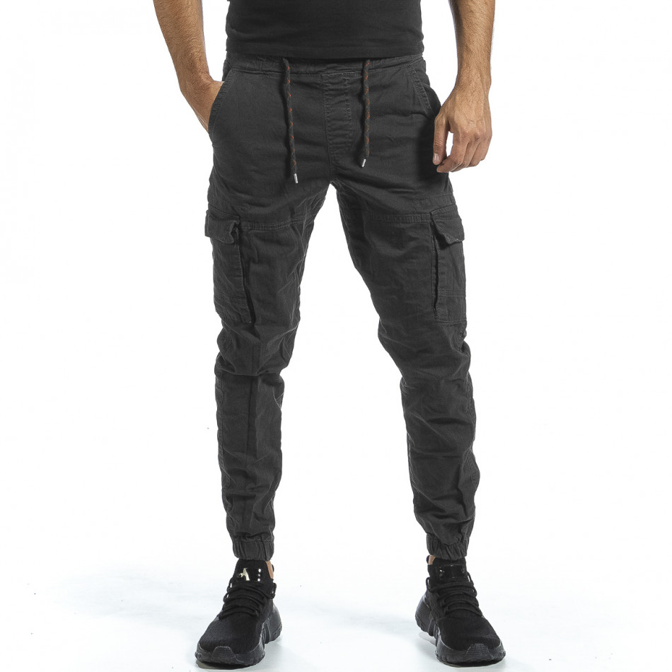 Сив Cargo Jogger панталон с ластик на кръста tr081121-1