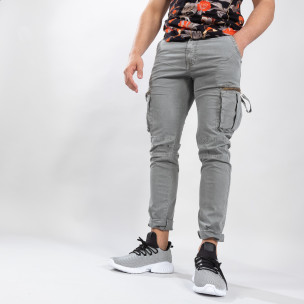 Сив мъжки карго панталон с прави крачоли - FASHIONMIX.BG Сив мъжки карго панталон с прави крачоли
