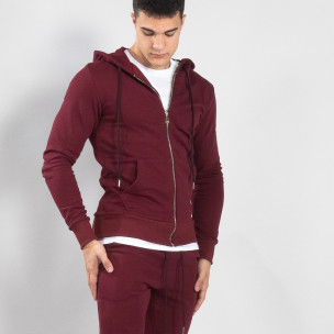 Basic мъжки памучен суичър в тъмно червено - FASHIONMIX.BG Basic мъжки памучен суичър в тъмно червено