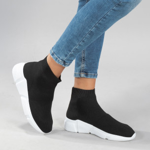 Дамски черни маратонки slip-on тип чорап 2