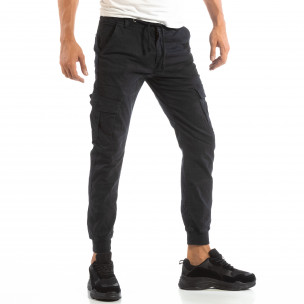 Мъжки син Cargo Jogger с връзки на кръста - FASHIONMIX.BG Мъжки син Cargo Jogger с връзки на кръста