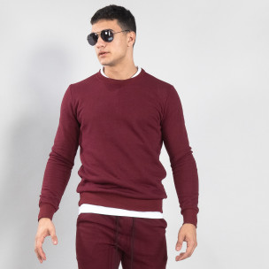 Basic мъжка памучна блуза в тъмно червено - FASHIONMIX.BG Basic мъжка памучна блуза в тъмно червено