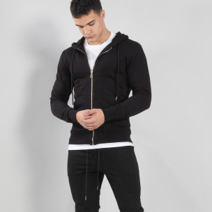 Basic мъжки памучен суичър в черно - FASHIONMIX.BG Basic мъжки памучен суичър в черно