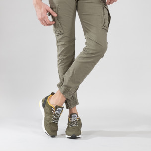 Мъжки маратонки в зелено с гумени декорации - FASHIONMIX.BG Мъжки маратонки в зелено с гумени декорации