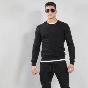 Basic мъжка памучна блуза в черно - FASHIONMIX.BG Basic мъжка памучна блуза в черно
