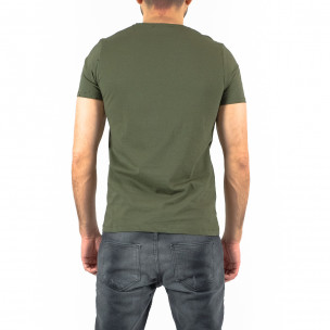 Мъжка зелена тениска контрастен принт 2
