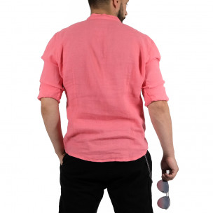 Мъжка ленена риза цвят корал 2