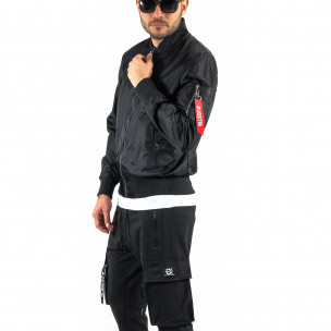 Waterproof мъжко черно яке с джоб на ръкава Adrexx