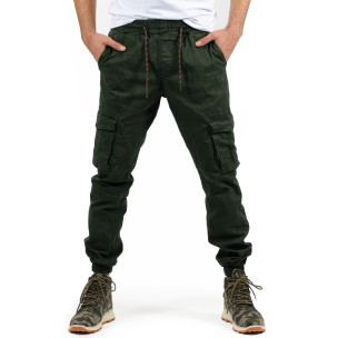 Зелен мъжки Cargo Jogger с шев на крачола 8157 