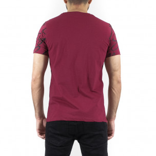 Мъжка тениска с принт цвят бордо  2